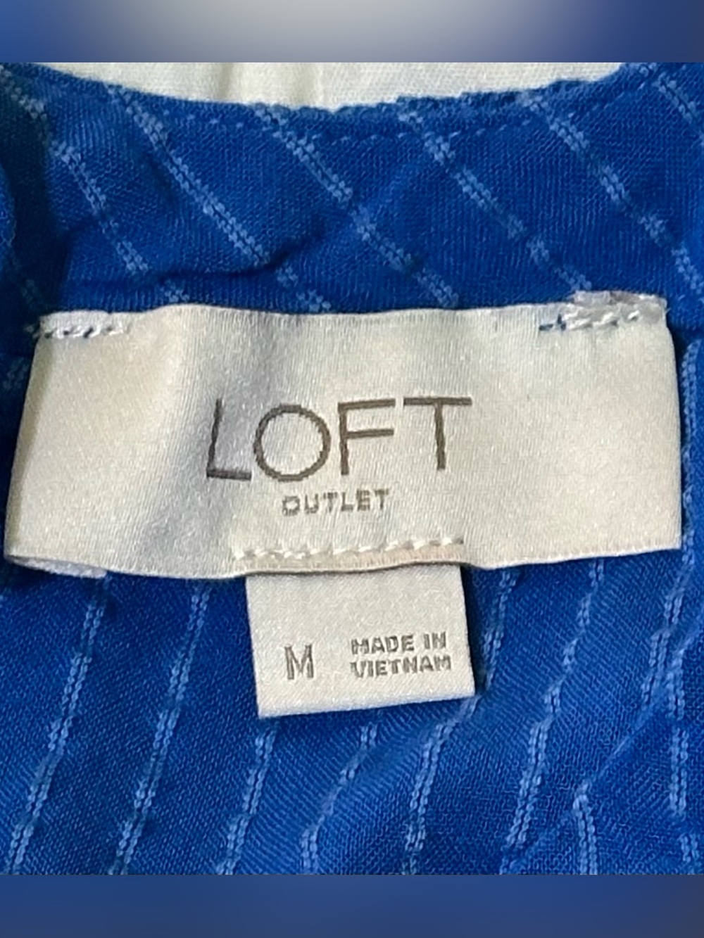 LOFT Outlet Blue Pinstripe Sleeveless Blouse Medium Tie Back Top - Picture 7 of 12